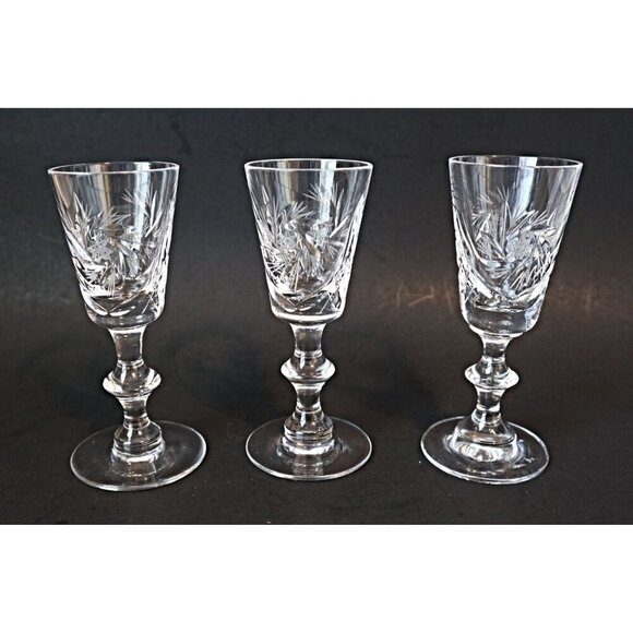 6 Vintage Pinwheel Crystal Liqueur Stemmed Glasses Liquor Cordial Barware - Picture 2 of 5